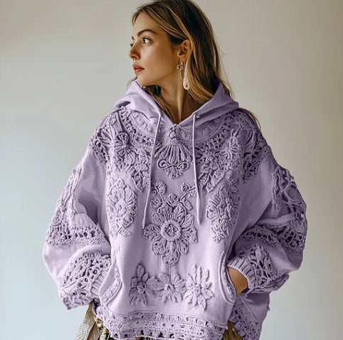 Women's Floral Art Casual Cozy Hoodie