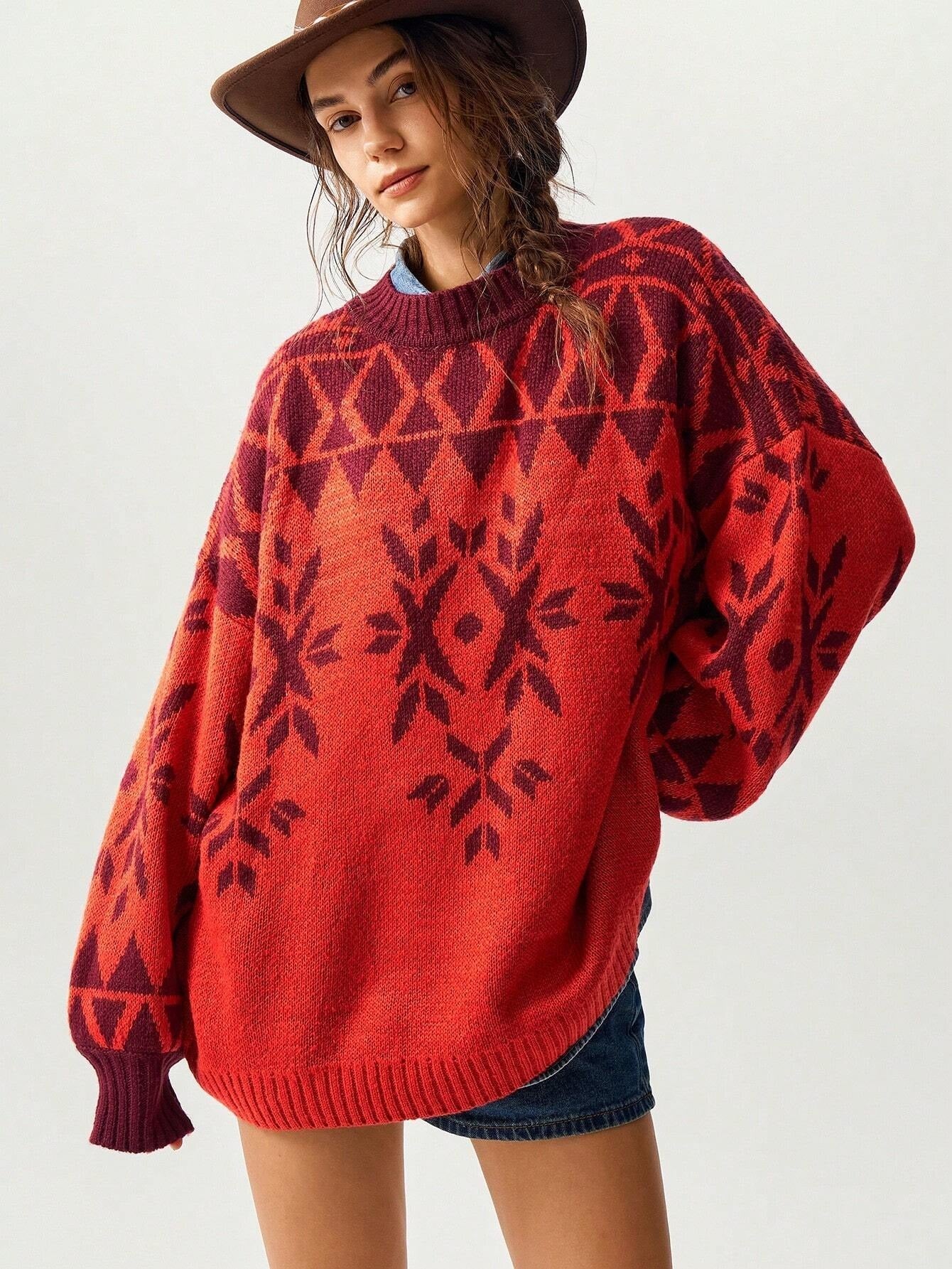 Women's Winter Casual Round Neck Long Sleeved Sweater