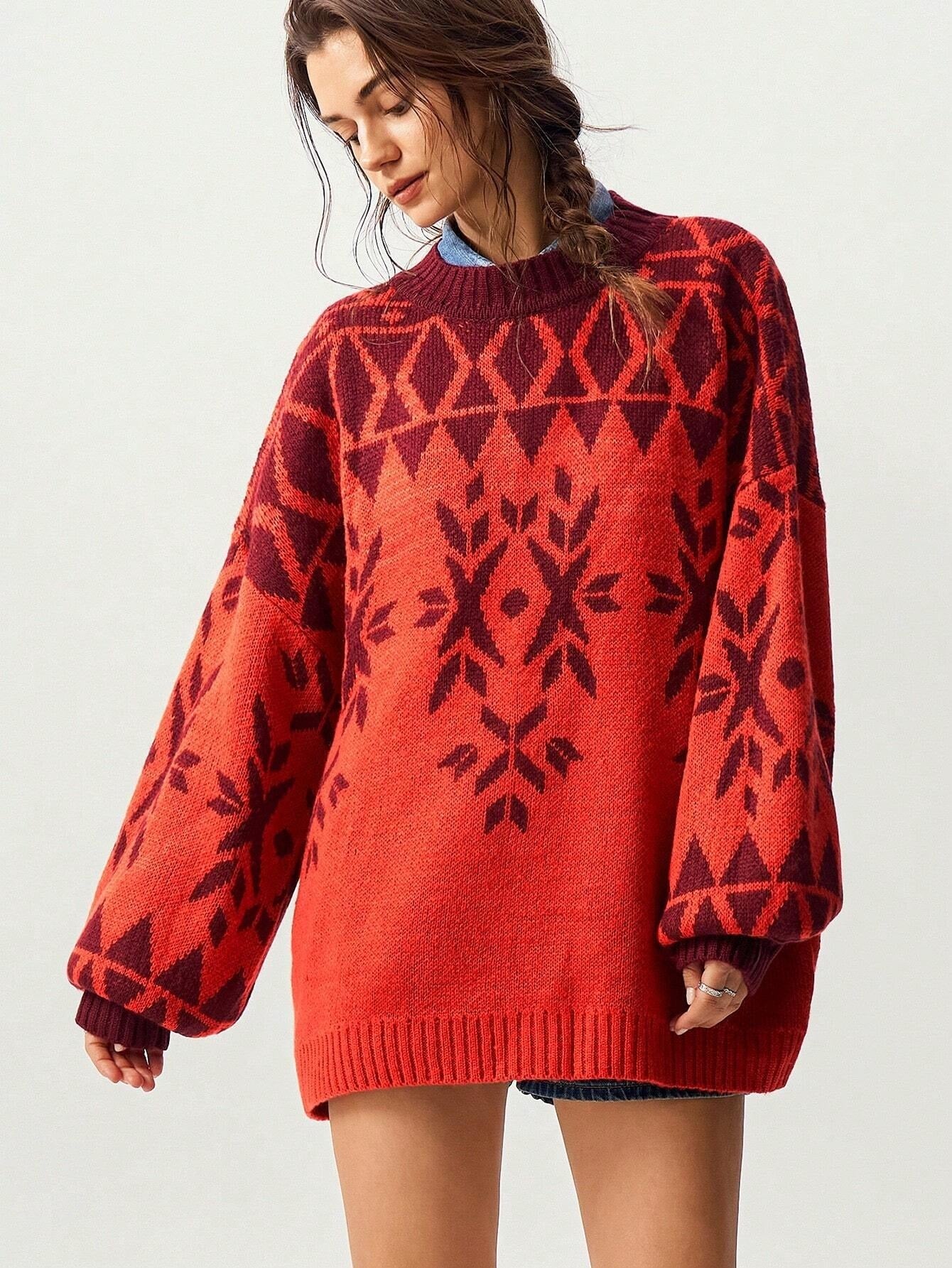 Women's Winter Casual Round Neck Long Sleeved Sweater